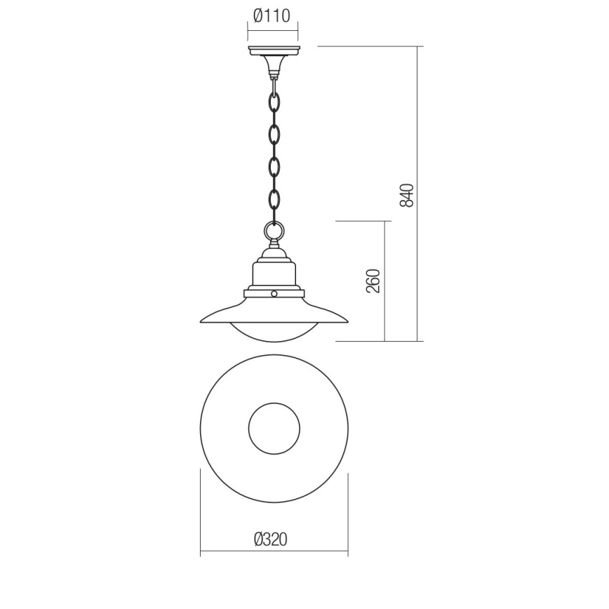 Redo 90094 - Candelabro de exterior numa corrente ELIO 1xE27/42W/230V IP44