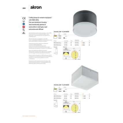 Redo 90107 - Luminária de teto LED para exterior AKRON LED/9W/230V diâmetro 10,8 cm IP54