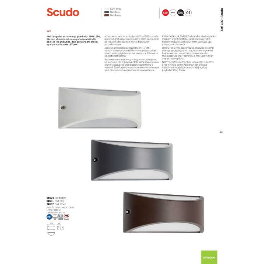 Redo 90192 - Iluminação de parede exterior LED SCUDO LED/10W/230V 3000K IP54 castanho