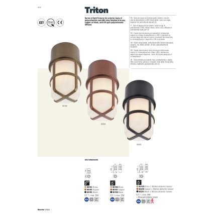 Redo 90193 - Foco exterior TRITON 1xE27/28W/230V IP54 latão