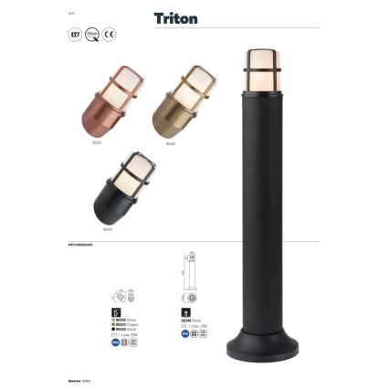Redo 90203 - Iluminação de parede exterior TRITON 1xE27/28W/230V IP54 cobre