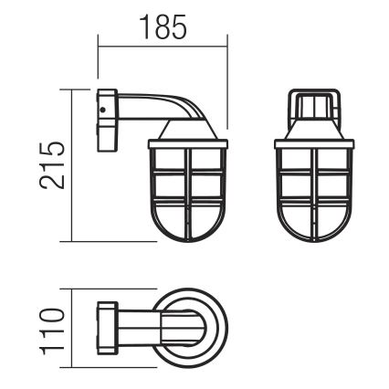 Redo 90205 - Iluminação de parede exterior CAGE 1xE27/28W/230V IP44 latão