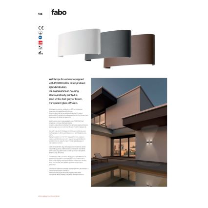 Redo 90226 - Iluminação de parede exterior LED FABO LED/6W/230V 3000K IP54 cinzento