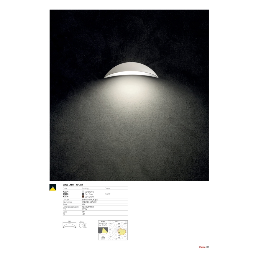 Redo 90235 - Aplique de parede LED para exterior PALMA LED/18W/230V 3000K IP54 antracite