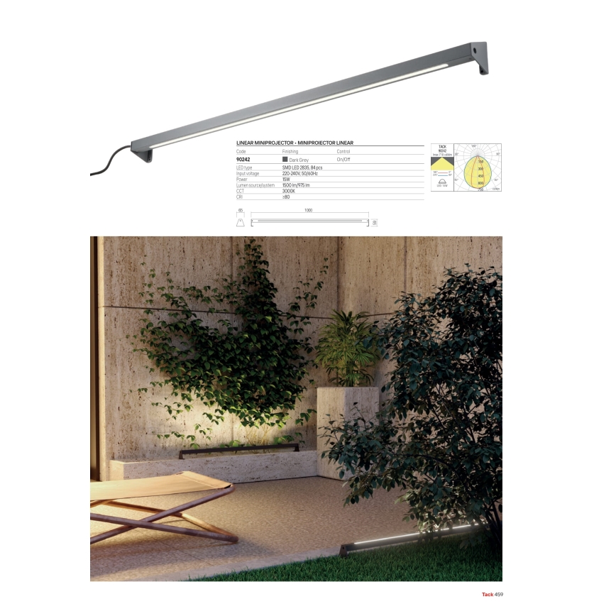 Redo 90242 - Luminária LED para exterior TACK IP65 LED/15W/230V 3000K IP65 antracite