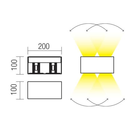 Redo 90304 - Aplique de parede exterior LED VARY 4xLED/5W/230V 3000K IP54 castanho