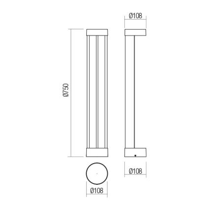 Redo 90365 - Luminária LED para exterior ZEUS LED/11,5W/230V 3000K 75 cm IP54 antracite