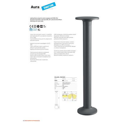 Redo 90374 - Luminária de exterior LED AURA LED/8W/230V 3000K 70 cm IP65 antracite