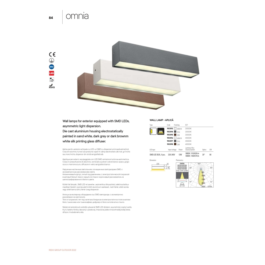 Redo 90395 - Iluminação de parede exterior LED OMNIA LED/12W/230V 3000K IP54 castanho