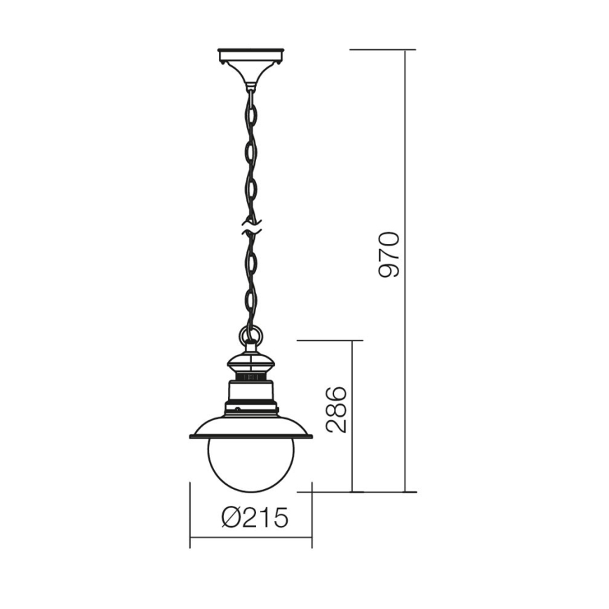 Redo 9046 - Candelabro de exterior numa corrente SCOTT 1xE27/42W/230V IP44