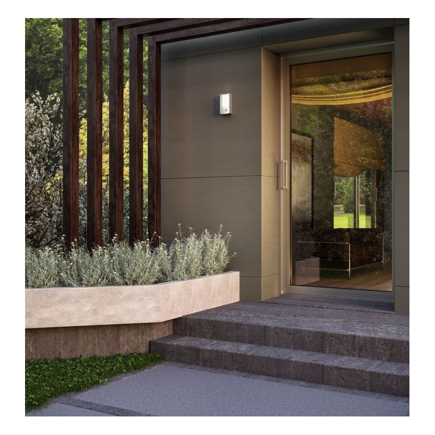 Redo 90486 - Iluminação de parede exterior LED com sensor WARP LED/8W/230V 3000K IP44 antracite