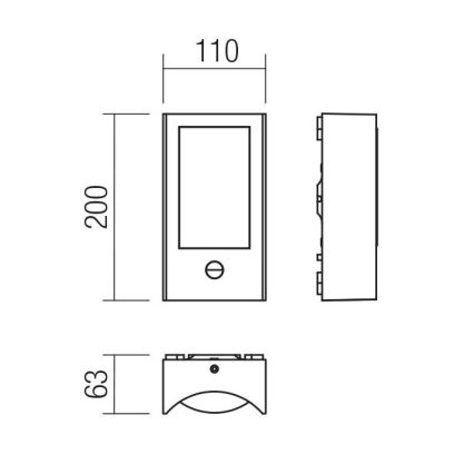 Redo 90486 - Iluminação de parede exterior LED com sensor WARP LED/8W/230V 3000K IP44 antracite
