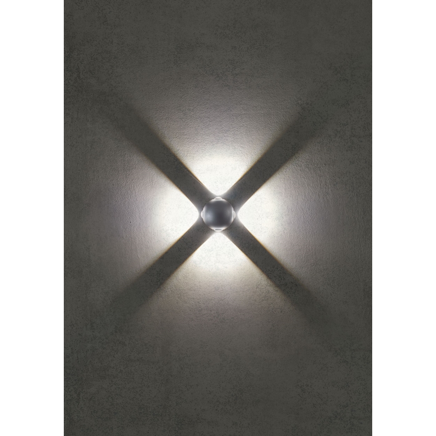 Redo 90500 - Iluminação de parede exterior LED MILESTONE 4xLED/3W/230V IP54 antracite