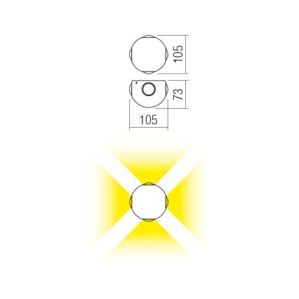 Redo 90500 - Iluminação de parede exterior LED MILESTONE 4xLED/3W/230V IP54 antracite