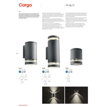 Redo 90517 - Iluminação de parede exterior CARGO 1xGU10/28W/230V IP54 antracite