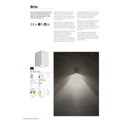 Redo 90528 - Aplique de parede exterior BRIO LED/6W/230V 3000K IP54 castanho