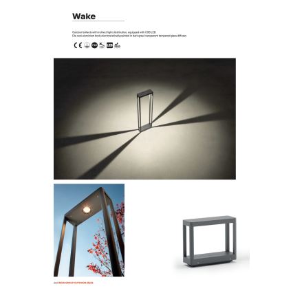 Redo 90581 - Candeeiro LED para exterior WAKE LED/8W/230V 3000K 50 cm IP65 antracite