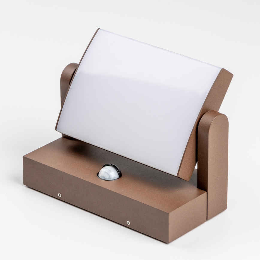 Redo 90588 - Aplique de parede exterior LED com sensor FLIP LED/20W/230V 3000K CRI 90 IP54 castanho