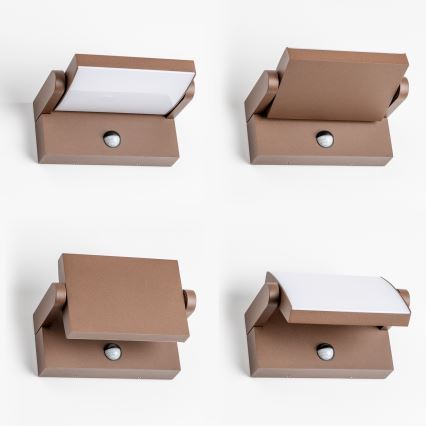 Redo 90588 - Aplique de parede exterior LED com sensor FLIP LED/20W/230V 3000K CRI 90 IP54 castanho