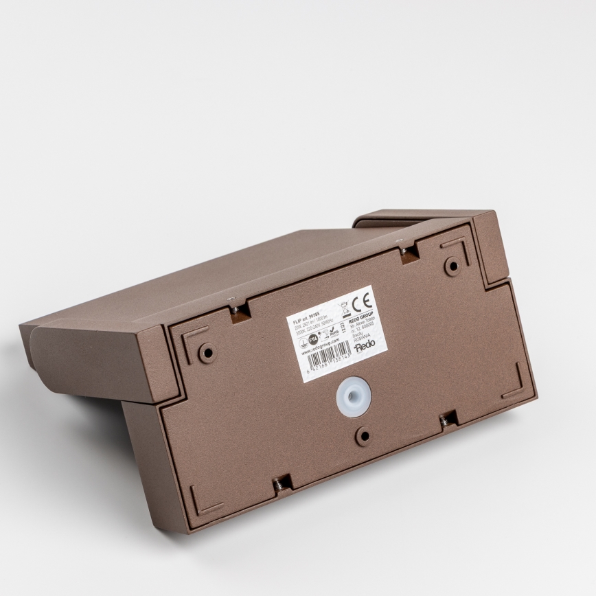 Redo 90588 - Aplique de parede exterior LED com sensor FLIP LED/20W/230V 3000K CRI 90 IP54 castanho