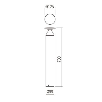 Redo 90591 - Luminária LED para exterior BIRO, 12W, 230V, 3000K, 70 cm, CRI 90, IP65, antracite
