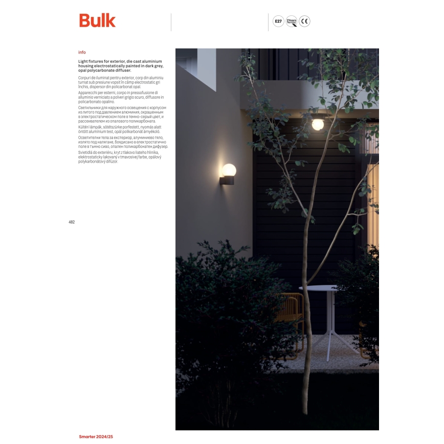 Redo 90643 - Candeeiro exterior BULK 1xE27/28W/230V 80 cm IP44 antracite