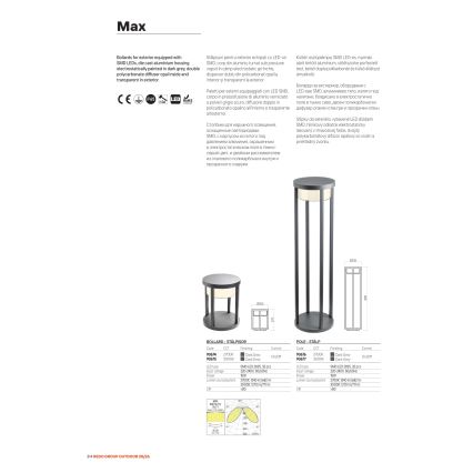 Redo 90676 - Luminária LED exterior MAX LED/15W/230V 2700K 80 cm IP65 antracite