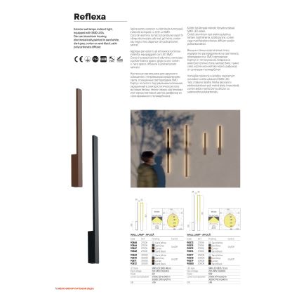Redo 90872 - Luminária de parede LED para exterior REFLEXA LED/6W/230V 3000K 62,1 cm CRI 90 IP54 preta