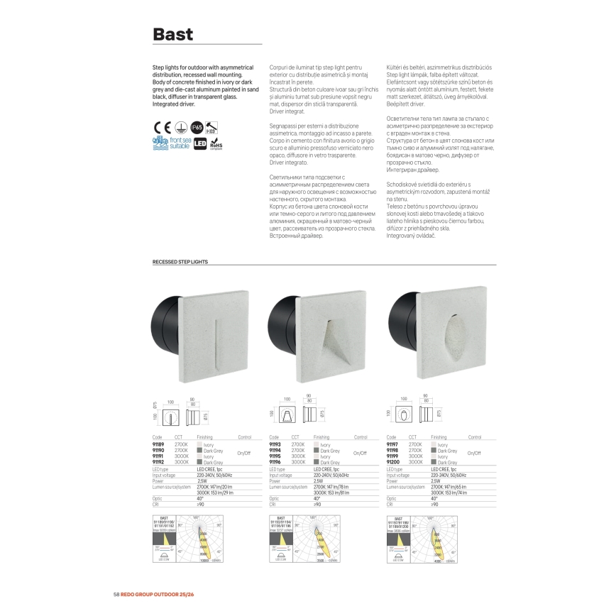 Redo 91196 - Luminária de orientação para exterior BAST LED/2,5W/230V 3000K CRI 90 IP65 antracite