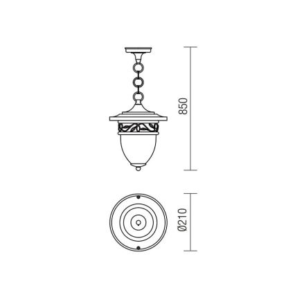 Redo 9399 - Candelabro suspenso exterior BASEL 1xE27/42W/230V IP44 preto
