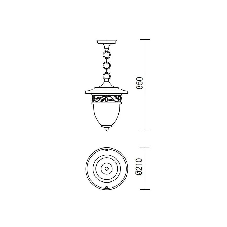 Redo 9399 - Candelabro suspenso exterior BASEL 1xE27/42W/230V IP44 preto