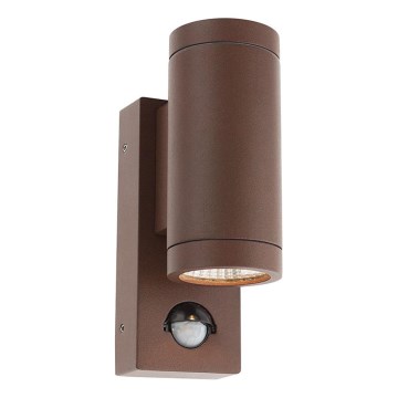 Redo 9455 - Aplique de parede LED exterior com sensor VINCE 2xLED/3W/230V IP54 castanho