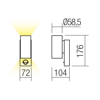 Redo 9455 - Aplique de parede LED exterior com sensor VINCE 2xLED/3W/230V IP54 castanho