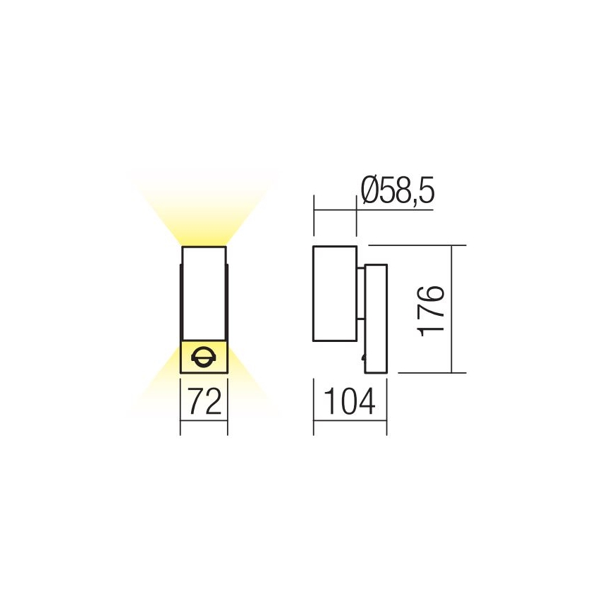 Redo 9455 - Aplique de parede LED exterior com sensor VINCE 2xLED/3W/230V IP54 castanho