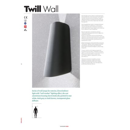 Redo 9536 - Aplique de parede exterior LED TWILL LED/11W/230V IP65