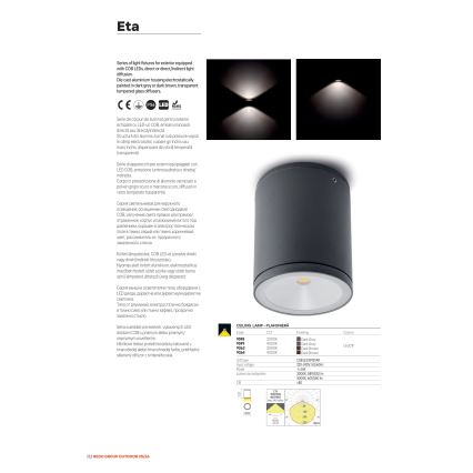 Redo 9594 - Aplique de parede LED para exterior ETA LED/6W/230V 3000K IP54 antracite