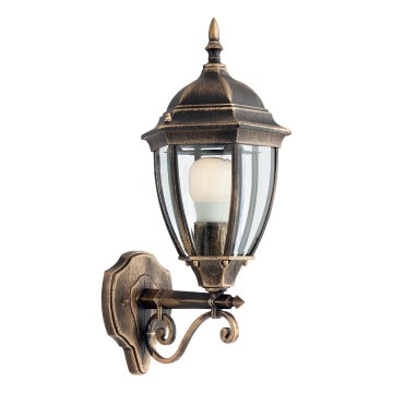 Redo 9604 - Candeeiro de parede exterior SEVILLA 1xE27/42W/230V IP44 dourado/pátina