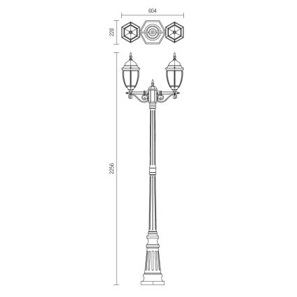 Redo 9609 - Candeeiro exterior SEVILLA 2xE27/42W/230V IP44 dourado/pátina