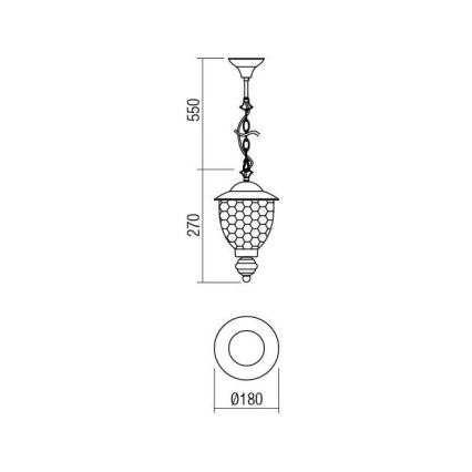 Redo 9632 - Candelabro de exterior numa corrente MATERA 1xE27/42W/230V IP33