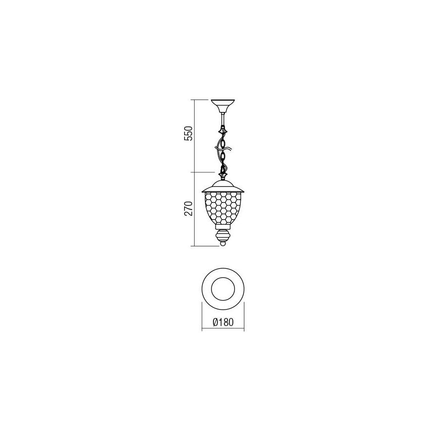 Redo 9632 - Candelabro de exterior numa corrente MATERA 1xE27/42W/230V IP33