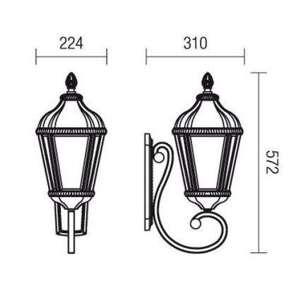 Redo 9656 - Aplique de parede exterior ESSEN 1xE27/70W/230V IP44 castanho/pátina