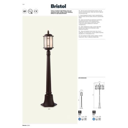 Redo 9956 - Candelabro suspenso exterior BRISTOL 1xE327/42W230V IP23