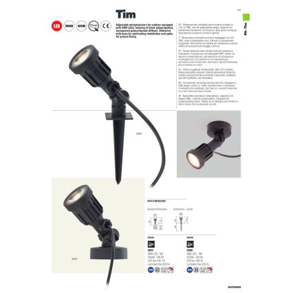 Redo 9997 - Candeeiro exterior LED TIM LED/5W/230V 3000K IP65