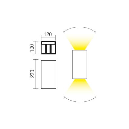 Redo 90553 - Iluminação de parede exterior LED VARY 2xLED/10W/230V 3000K IP54 antracite