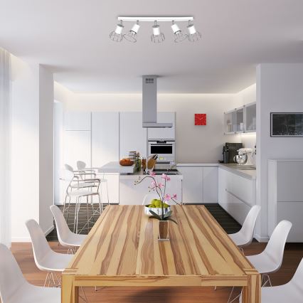 Refletor DANTE 5xGU10/25W/230V branco/cromo brilhante