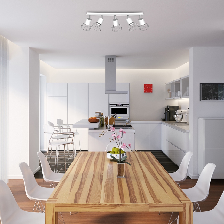 Refletor DANTE 5xGU10/25W/230V branco/cromo brilhante