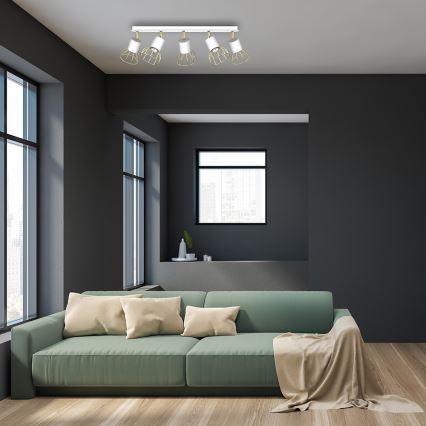 Refletor DANTE 5xGU10/25W/230V branco/dourado