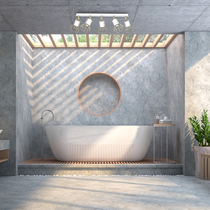 Refletor DANTE 5xGU10/25W/230V branco/dourado