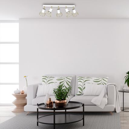 Refletor DANTE 5xGU10/25W/230V branco/dourado