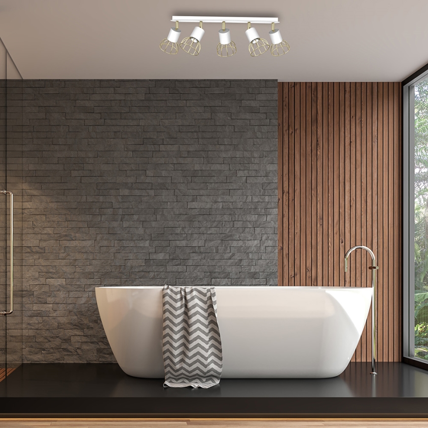 Refletor DANTE 5xGU10/25W/230V branco/dourado